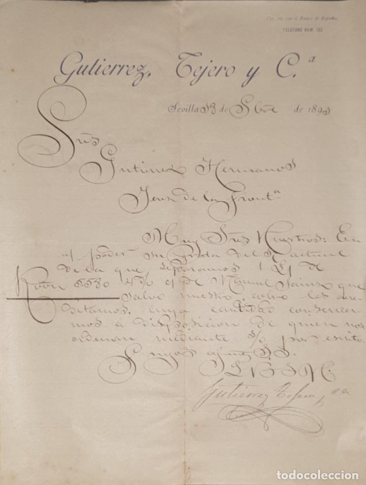 Cartas comerciais: Carta comercial. Gutierrez Tejero y C&ordf;. Sevilla. Espa&ntilde;a 1891