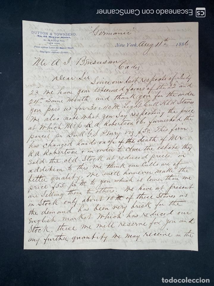 Gesch&auml;ftsbriefe: CARTA COMERCIAL. DUTTON & TOWNSEND. NEW YORK, 1886