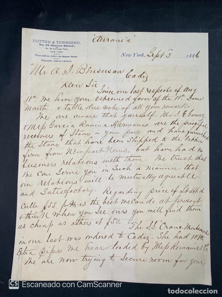 Gesch&auml;ftsbriefe: CARTA COMERCIAL. DUTTON & TOWNSEND. NEW YORK, 1886. VER