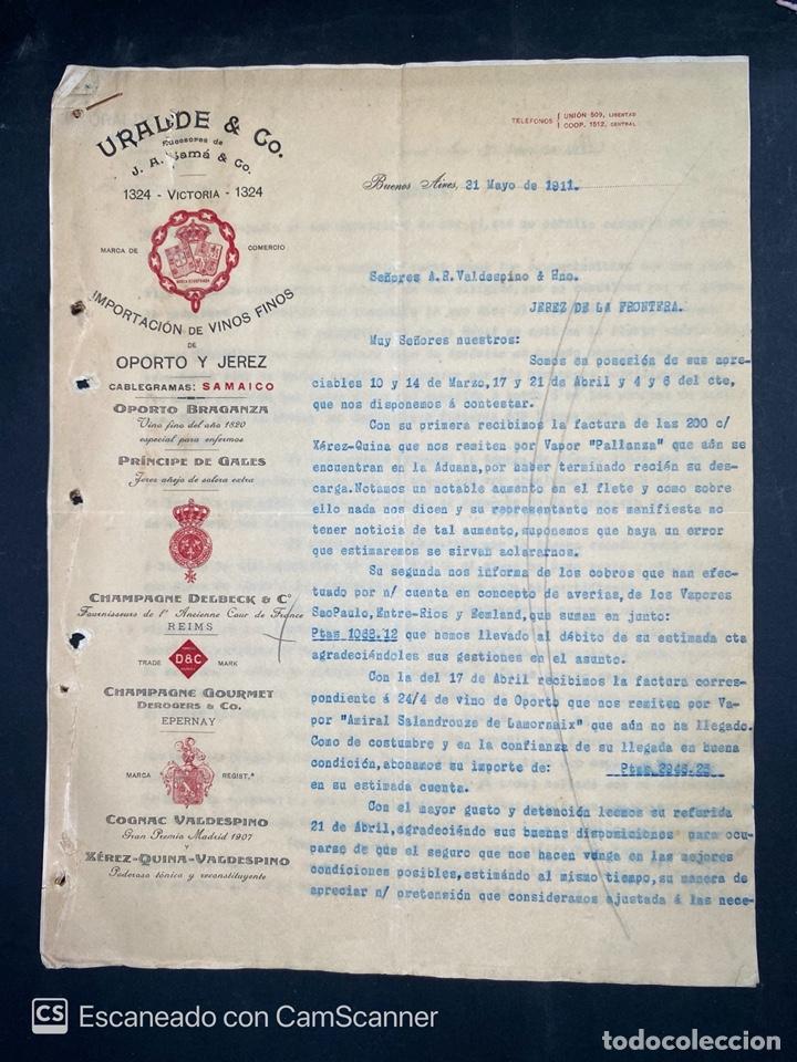 Gesch&auml;ftsbriefe: CARTA COMERCIAL. URALDE & CO. DIRIGIDA A.R. VALDESPINO. BUENOS AIRES-ARGENTINA, 1911. VER