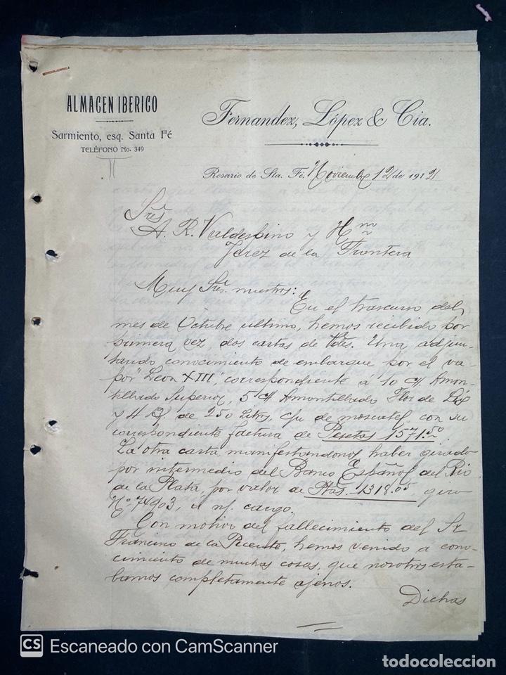 Gesch&auml;ftsbriefe: CARTA COMERCIAL.FERNANDEZ LOPEZ & CIA.PARA A.R. VALDESPINO & HNO.ROSARIO DE SANTA FE, ARGENTINA,1921
