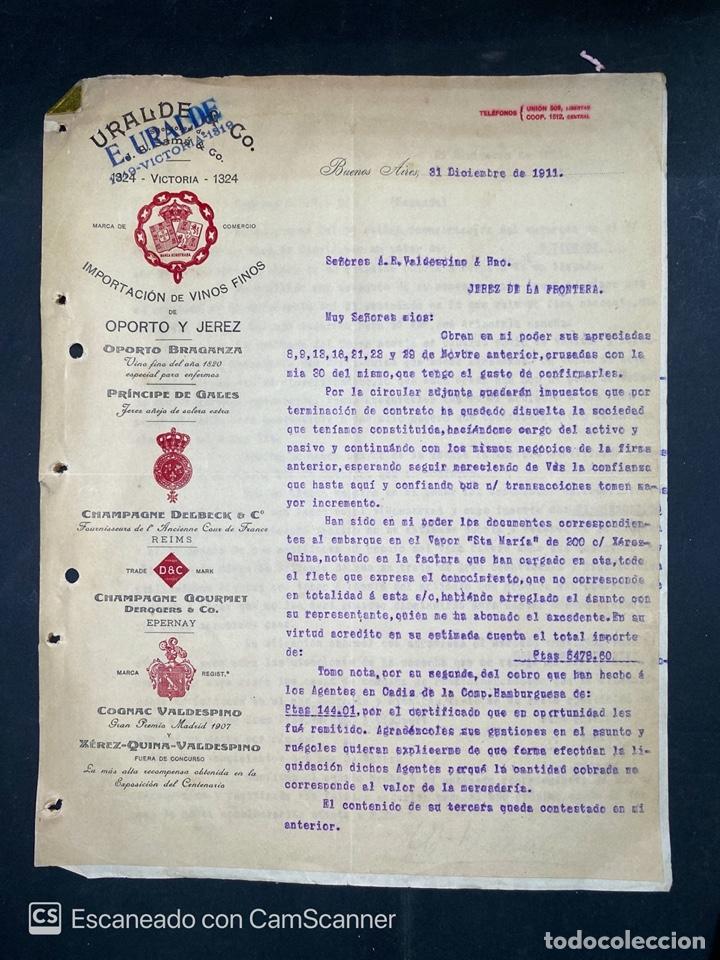 Gesch&auml;ftsbriefe: CARTA COMERCIAL. E. URALDE. DIRIGIDA A.R VALDESPINO. BUENOS AIRES-ARGENTINA, 1911. VER