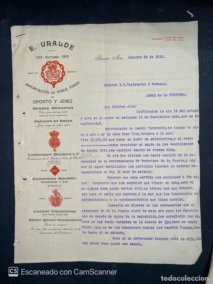 Gesch&auml;ftsbriefe: CARTA COMERCIAL. E. URALDE. DIRIGIDA A.R VALDESPINO. BUENOS AIRES-ARGENTINA, 1912. VER