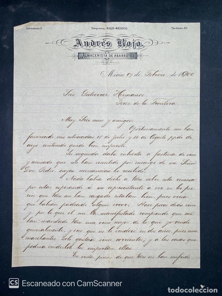 Gesch&auml;ftsbriefe: CARTA COMERCIAL. ANDR&Eacute;S ROJO. DIRIGIDA A GUTIERREZ HERMANOS. MEXICO, 1900. VER