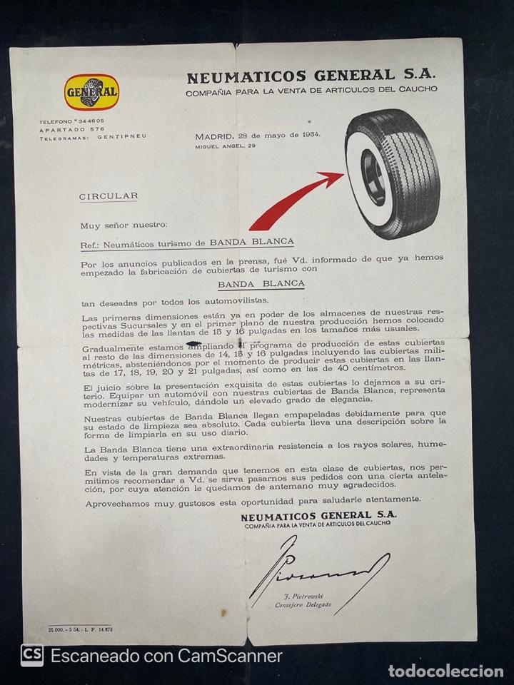 Gesch&auml;ftsbriefe: CIRCULAR. NEUM&Aacute;TICOS GENERAL S.A. MADRID, 1954. VER FOTOS