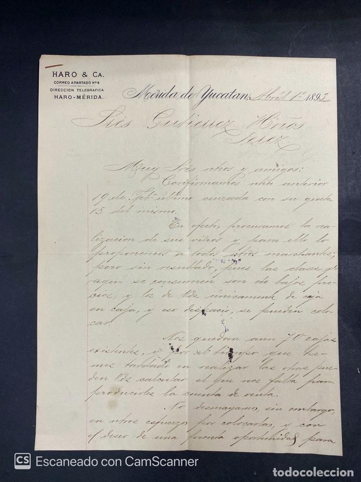 Cartas comerciales: CARTA COMERCIAL. HARO & CA. DIRIGIDA A GUTIERREZ HNOS. MERIDA DE YUCATAN-MEXICO,1893