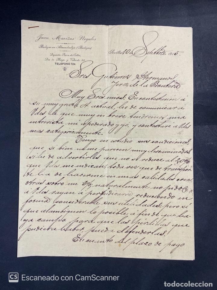 Gesch&auml;ftsbriefe: CARTA COMERCIAL. JUAN MARI&Ntilde;AS NOGALES. DIRIGIDA A GUTIERREZ HNOS. SEVILLA, 1915