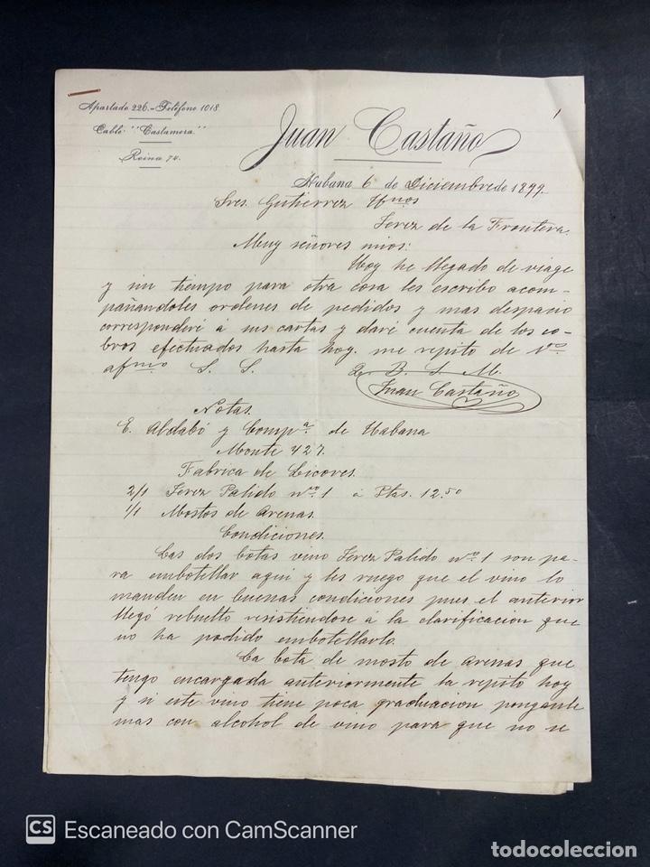 Gesch&auml;ftsbriefe: CARTA COMERCIAL. JUAN CASTA&Ntilde;OS. DIRIGIDA A GUTIERREZ HNOS. HABANA-CUBA, 1899.