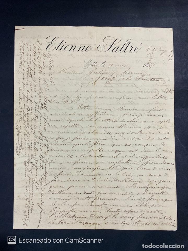 Gesch&auml;ftsbriefe: CARTA COMERCIAL. ETIENNE SALTR&Eacute;. DIRIGIDA A GUTIERREZ HNOS. CETTE-FRANCIA, 1887.