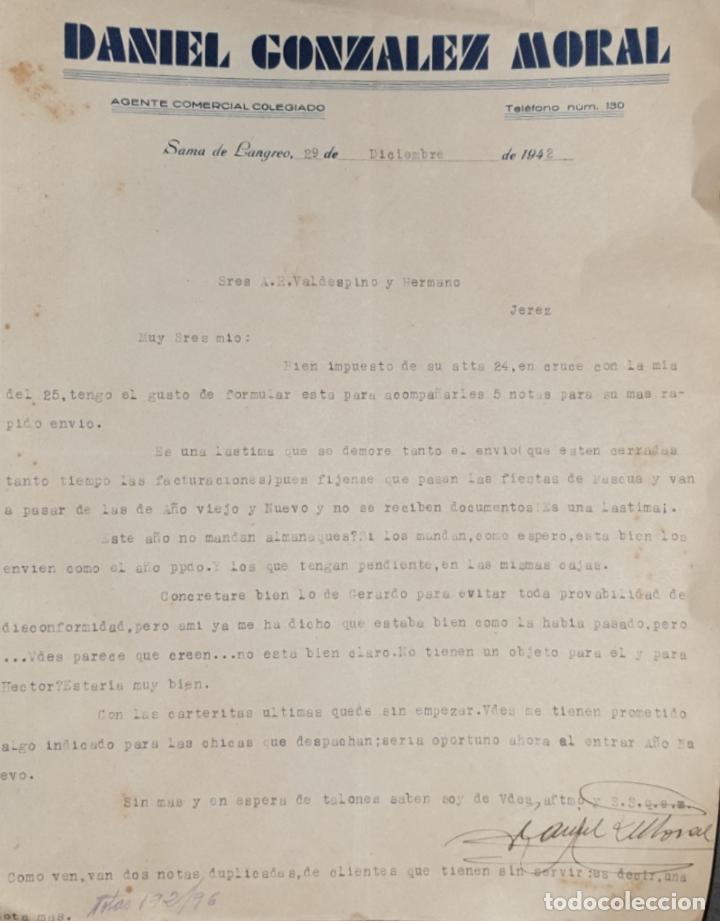 Gesch&auml;ftsbriefe: Carta comercial. Daniel Gonzalez Moral. Agente Comercial Colegiado. Sama de Langreo. Espa&ntilde;a 1942