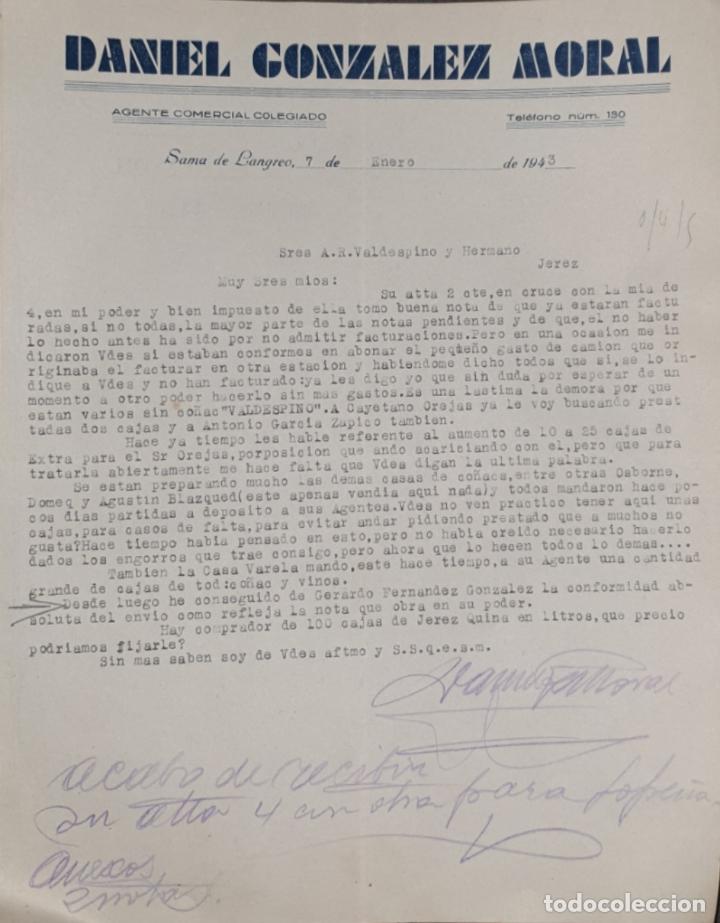 Gesch&auml;ftsbriefe: Carta comercial. Daniel Gonz&aacute;lez Moral. Agente comercial colegiado. Sama de Langreo. Espa&ntilde;a 1943