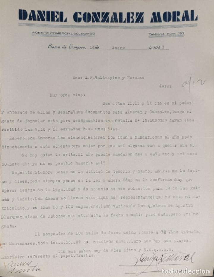 Gesch&auml;ftsbriefe: Carta comercial. Daniel Gonz&aacute;lez Moral. Agente comercial colegiado. Sama de Langreo. Espa&ntilde;a 1943
