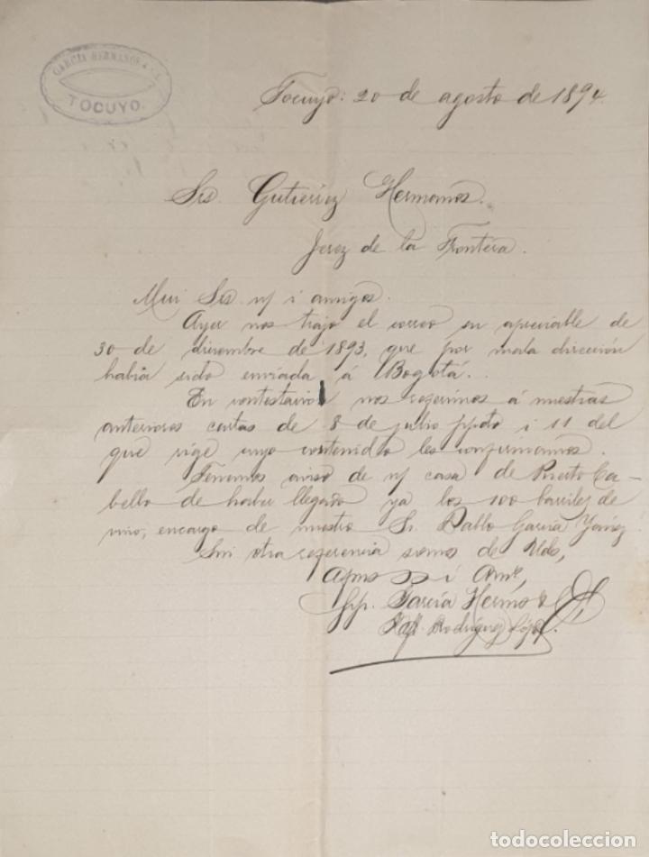 Gesch&auml;ftsbriefe: Carta comercial. Garc&iacute;a Hermanos y C&ordf;. Tocuyo. Venezuela 1894