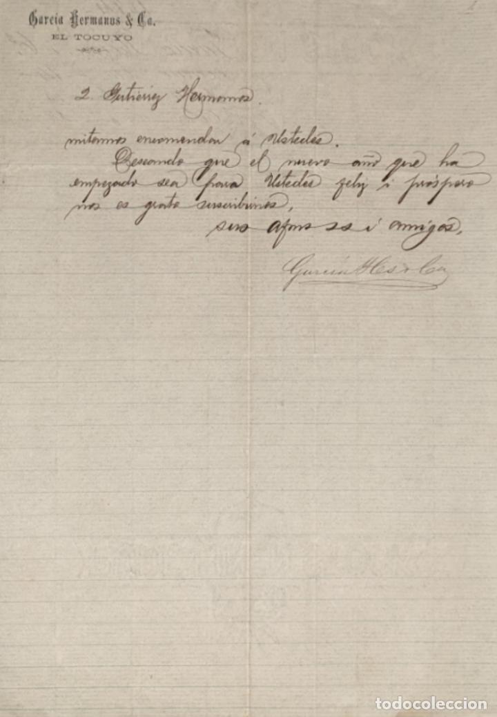 Gesch&auml;ftsbriefe: Carta comercial. Garc&iacute;a Hermanos y C&ordf;. Tocuyo. Venezuela 1894