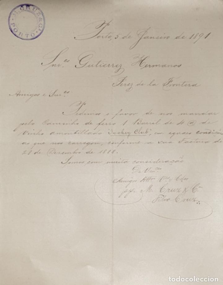 Gesch&auml;ftsbriefe: Carta comercial. M. Cruz & C&iacute;a. Oporto. Portugal 1891