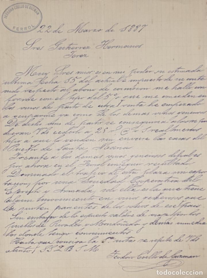 Gesch&auml;ftsbriefe: Carta comercial. Teodoro Coello de Guzman. Ferrol. Espa&ntilde;a 1887