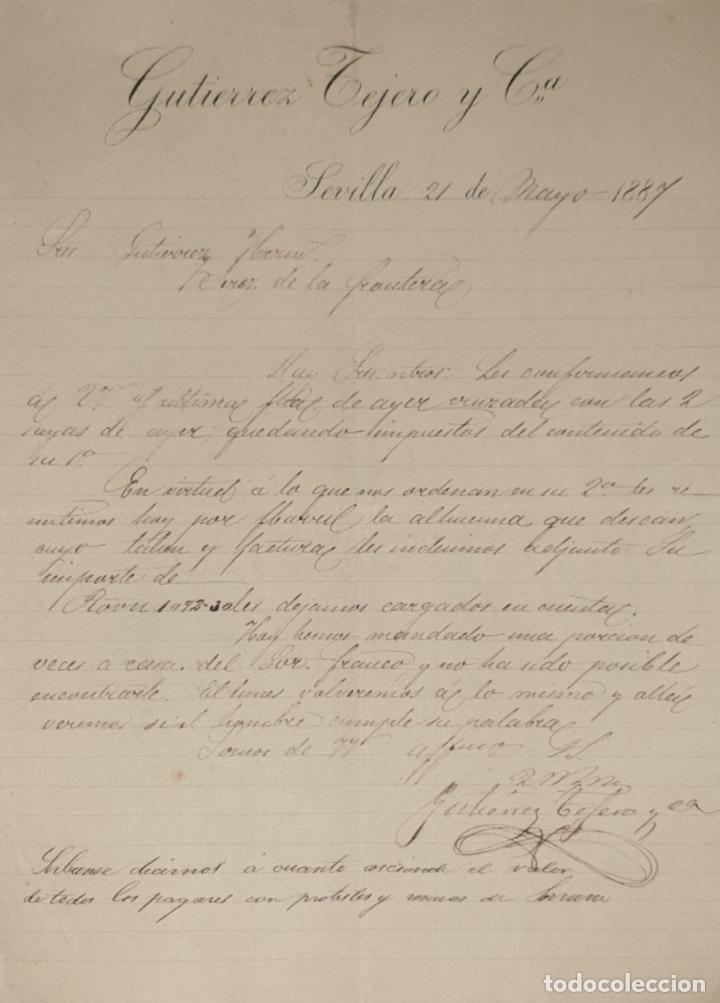 Gesch&auml;ftsbriefe: Carta comercial. Gutierrez Tejero y C&ordf;. Sevilla. Espa&ntilde;a 1887