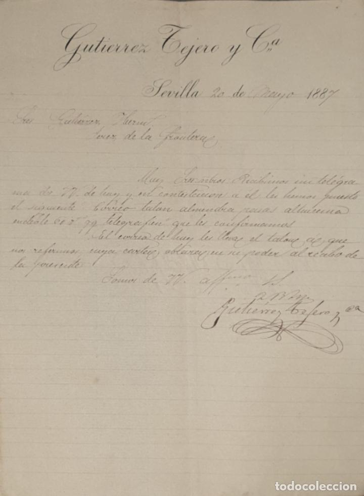 Gesch&auml;ftsbriefe: Carta comercial. Gutierrez Tejero y C&ordf;. Sevilla. Espa&ntilde;a 1887