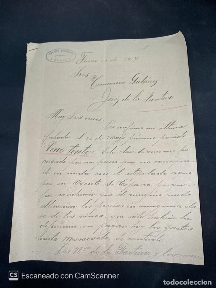 Gesch&auml;ftsbriefe: CARTA COMERCIAL Y FACTURA. AGAPITO RODRIGEZ. RUBIO. DIRIGIDA A GUTIERREZ HNOS. JEREZ, 1917