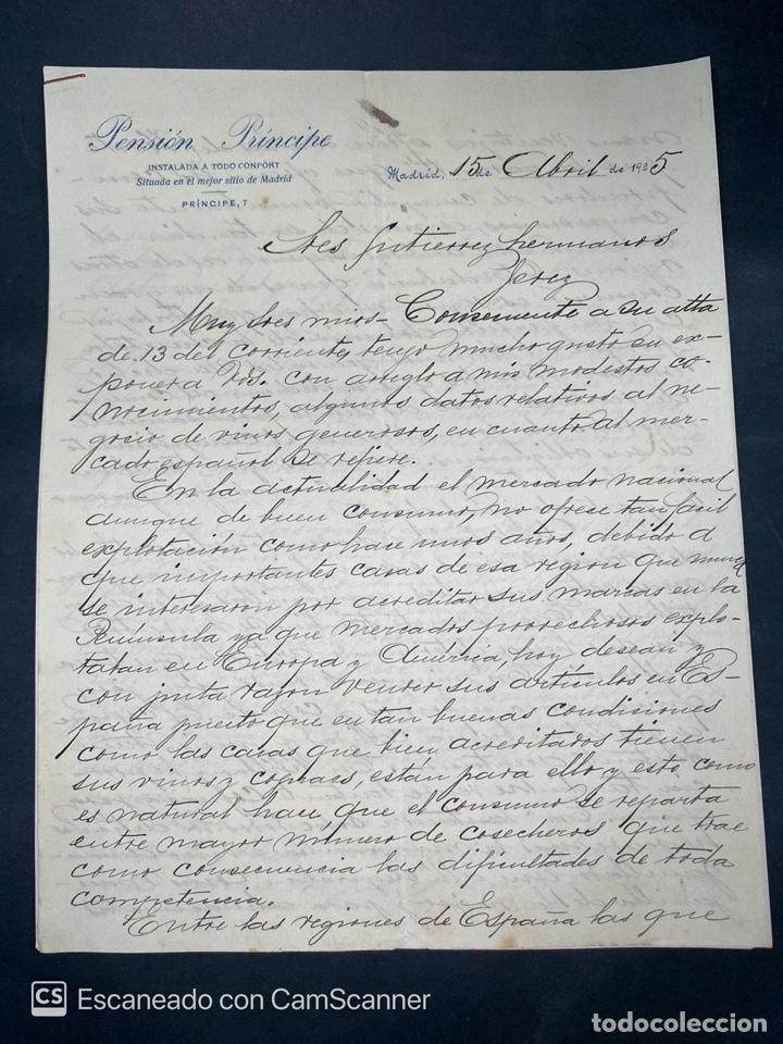 Gesch&auml;ftsbriefe: CARTA COMERCIAL. PENSION PRINCIPE. DIRIGIDA A GUTIERREZ HERMANOS. MADRID, 1925. VER