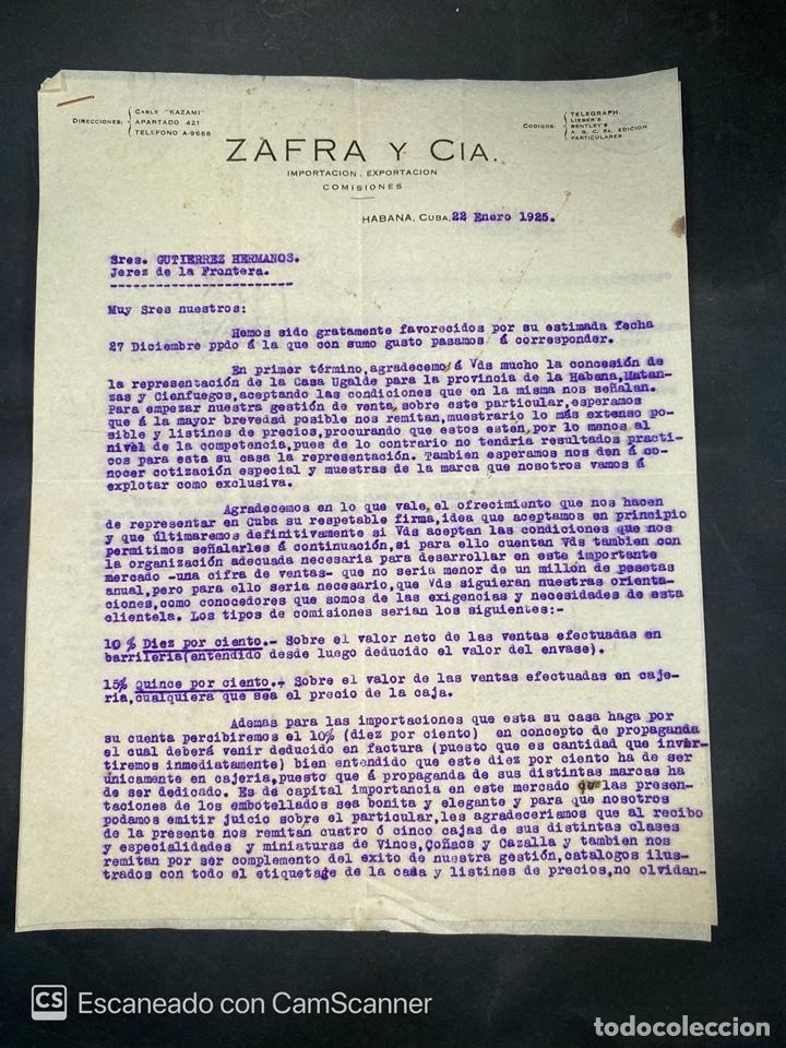 Gesch&auml;ftsbriefe: CARTA COMERCIAL. ZAFRA Y CIA. DIRIGIDA A GUTIERREZ HERMANOS. HABANA-CUBA, 1925