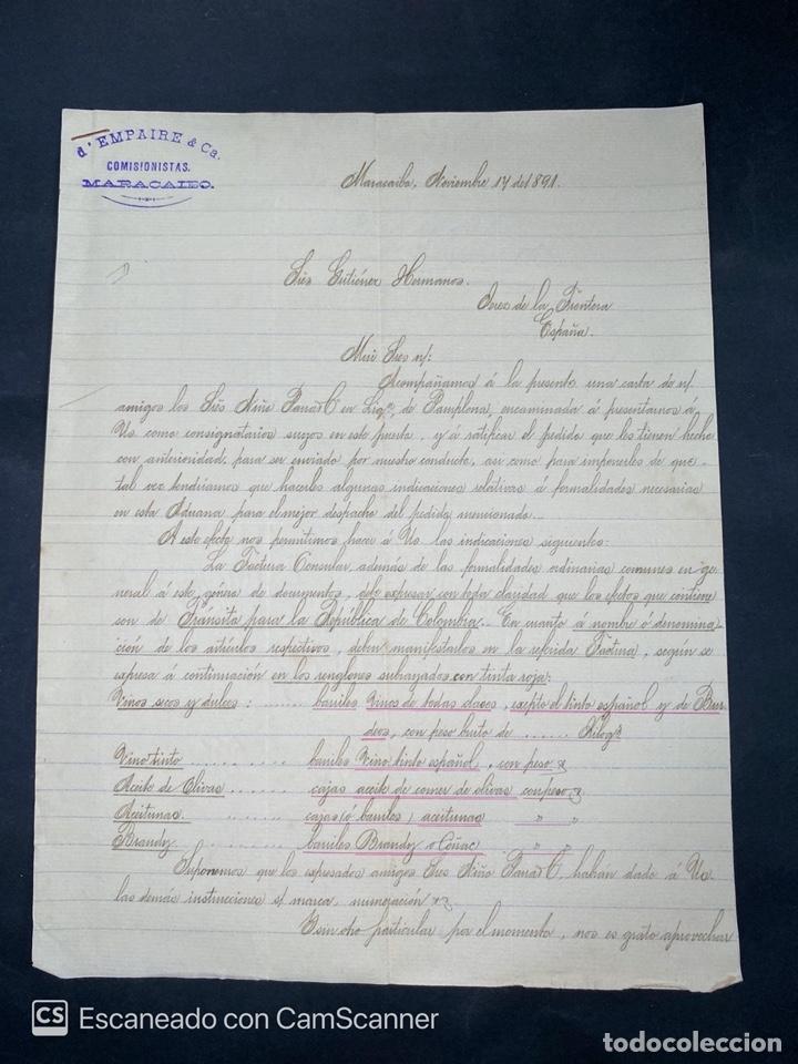 Gesch&auml;ftsbriefe: CARTA COMERCIAL. D'EMPAIRE & CA. DIRIGIDA A GUTIERREZ HERMANOS. MARACAIBO, 1891.
