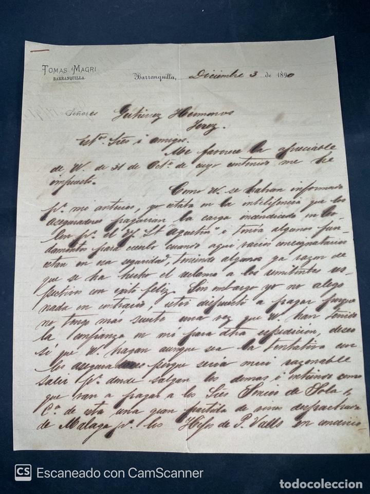 Gesch&auml;ftsbriefe: CARTA COMERCIAL. TOMAS MAGRI. GUTIERREZ HERMANOS. BARRANQUILLA-COLOMBIA, 1890