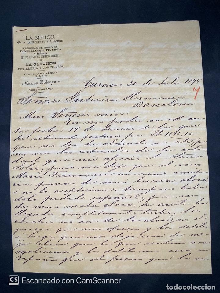 Gesch&auml;ftsbriefe: CARTA COMERCIAL. LA MEJOR. DIRIGIDA A GUTIERREZ HNOS. CARACAS-VENEZUELA, 1894.