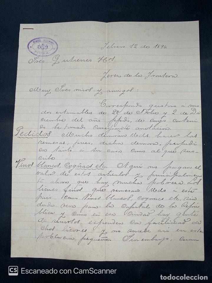 Gesch&auml;ftsbriefe: CARTA COMERCIAL. MIGUEL ALZAGRA. DIRIGIDA A GUTIERREZ HERMANOS. PIURA-PERU, 1896.