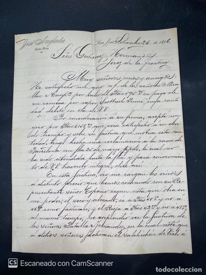 Gesch&auml;ftsbriefe: CARTA COMERCIAL. JOSE ANGLADA. DIRIGIDA A GUTIERREZ HERMANOS. SAN JOSE-COSTA RICA, 1896
