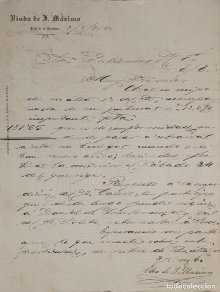 Gesch&auml;ftsbriefe: Carta comercial. Viuda de J. M&aacute;ximo. Jerez de la Frontera. Espa&ntilde;a 1912