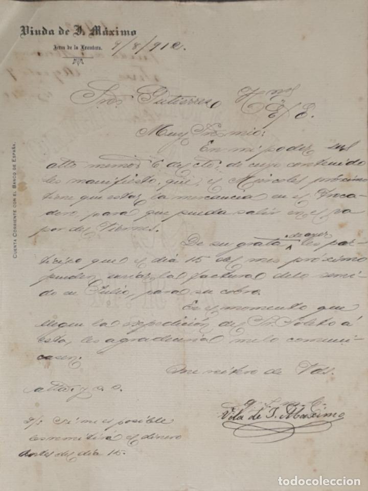 Gesch&auml;ftsbriefe: Carta comercial. Viuda de J. M&aacute;ximo. Jerez de la Frontera. Espa&ntilde;a 1912