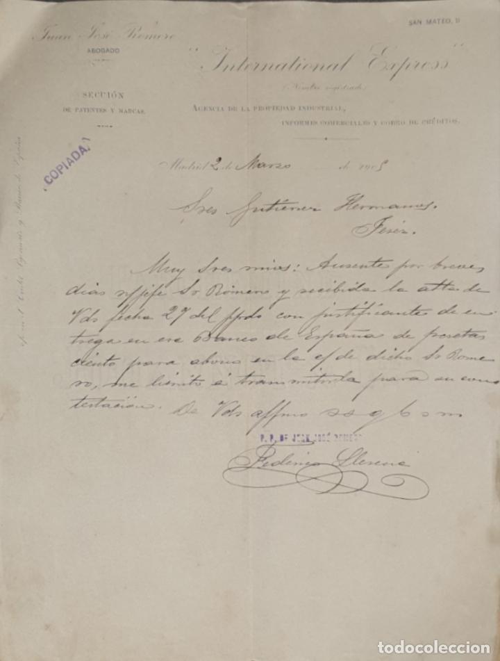 Gesch&auml;ftsbriefe: Carta comercial. Juan Jos&eacute; Romero. Abogado. Madrid. Espa&ntilde;a 1905