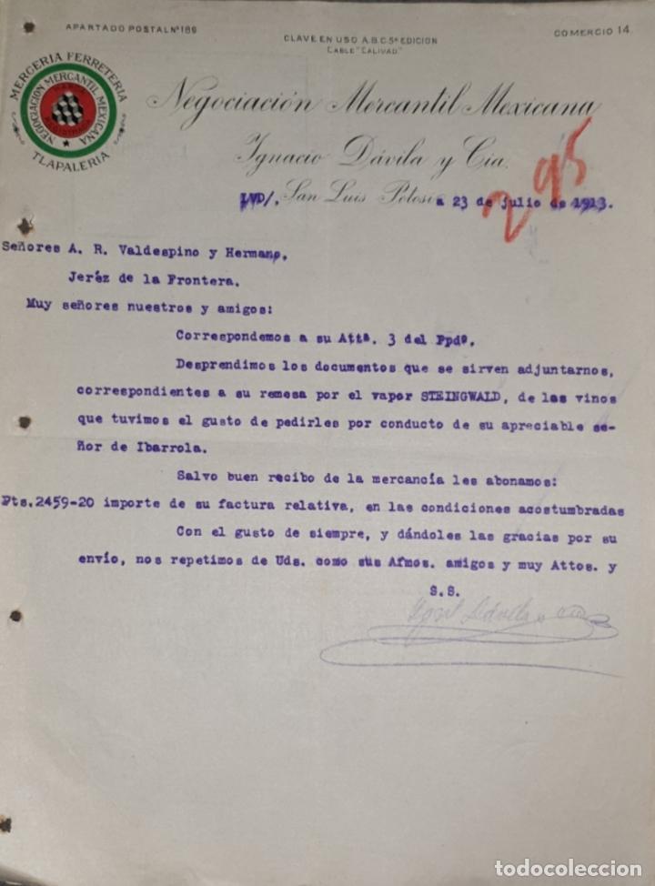 Gesch&auml;ftsbriefe: Carta comercial. Ignacio D&aacute;vila y C&iacute;a. Negociaci&oacute;n Mercantil Mexicana. San Luis Potosi 1913
