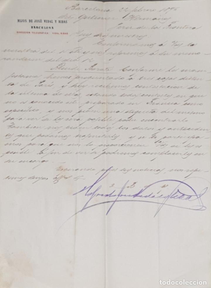 Gesch&auml;ftsbriefe: Carta comercial. Hijos de Jos&eacute; Vidal y Ribas. Barcelona. Espa&ntilde;a 1896