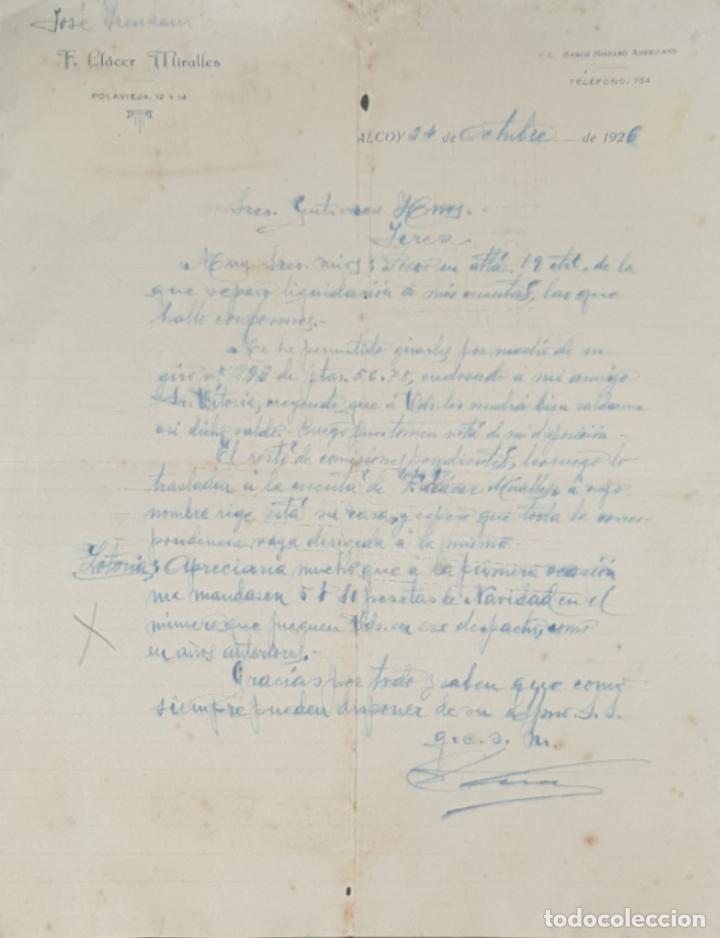 Gesch&auml;ftsbriefe: Carta comercial. F. Ll&aacute;cer Miralles. Alcoy. Espa&ntilde;a 1926