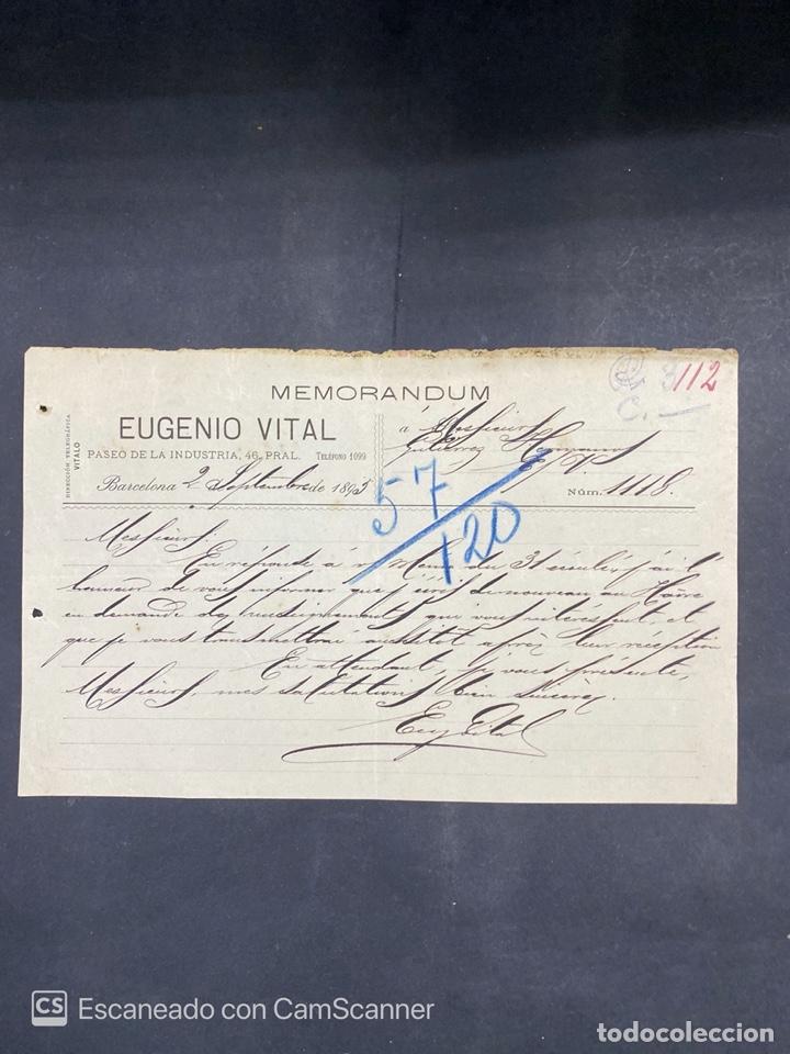 Cartas comerciais: MEMORANDUM. EUGENIO VITAL. BARCELONA, 1895. DIRIGIDA A GUTIERREZ HERMANOS.