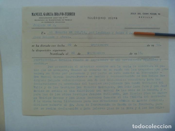 Gesch&auml;ftsbriefe: MANUEL GARCIA , PROCURADOR : PROVIDENCIA DE UN CAS0 DE LESIONES. SEVILLA, 1954