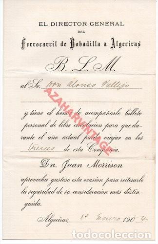 Commercial Letters: 1904, CARTA COMERCIAL FERROCARRILL DE BOBADILLA A ALGECIRAS