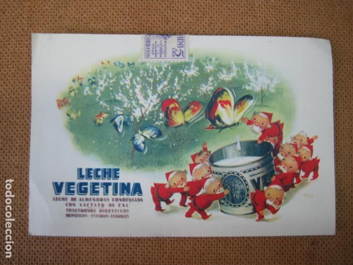 Lettres commerciales: Antiguo cartelito comercial Leche Vegetina. Benzilumil. Barcelona