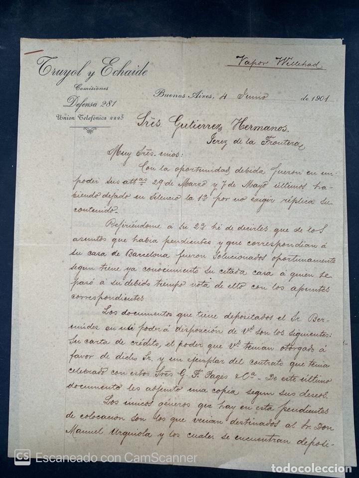 Commercial Letters: CARTA COMERCIAL. TRUYOL Y ECHAIDE. BUENOS AIRES-ARGENTINA, 1901. VAPOR WILLEHAD. PARA GUTIERREZ HNOS