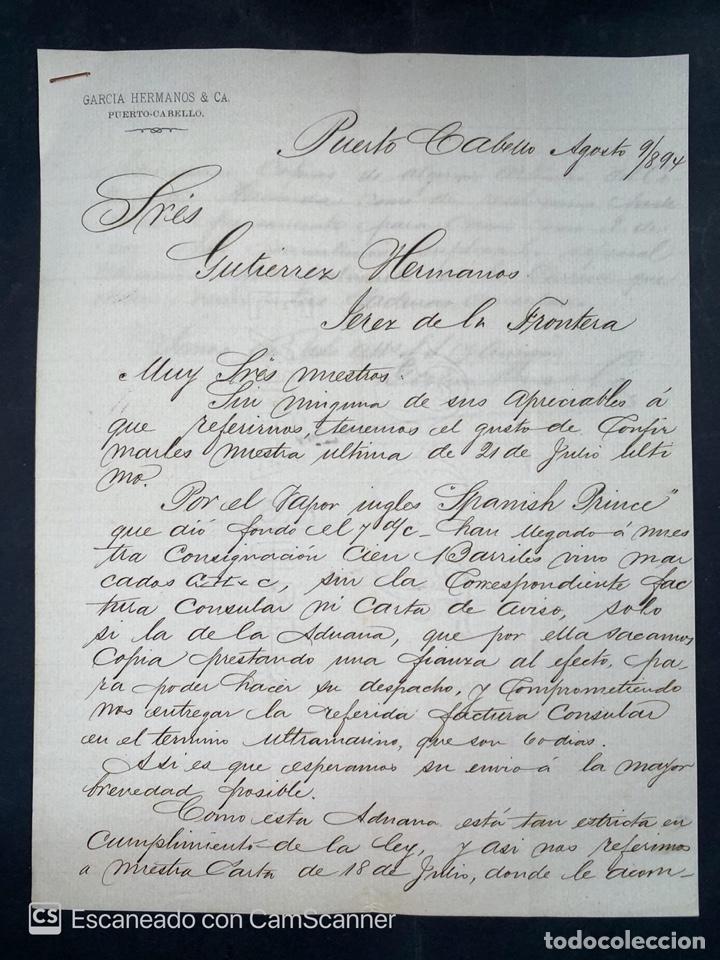 Commercial Letters: CARTA COMERCIAL. GARCIA HERMANOS & CA. PUERTO CABELLO-VENEZUELA, 1894. PARA GUTIERREZ HERMANOS