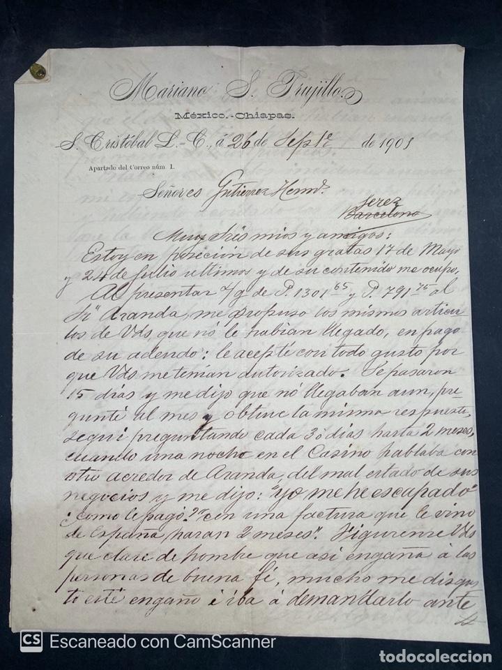 Commercial Letters: CARTA COMERCIAL. MARIANO & TRUJILLOS. CHIAPAS-MEXICO, 1901. PARA GUTIERREZ HERMANOS. VER