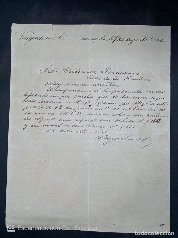 Gesch&auml;ftsbriefe: CARTA COMERCIAL. BENGOECHEA. BARRANQUILLA-COLOMBIA, 1891. PARA GUTIERREZ HERMANOS. VER