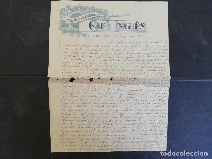 Gesch&auml;ftsbriefe: Carta con membrete de 1928. Caf&eacute; Ingl&eacute;s. M&aacute;laga Industrial S.A. Marqu&eacute;s de Larios 4.