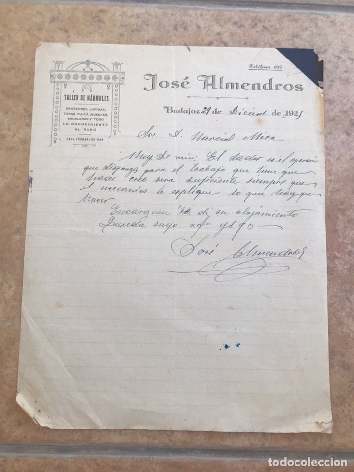 Cartas comerciales: Carta comercial. Badajoz. 1921. - Foto 1