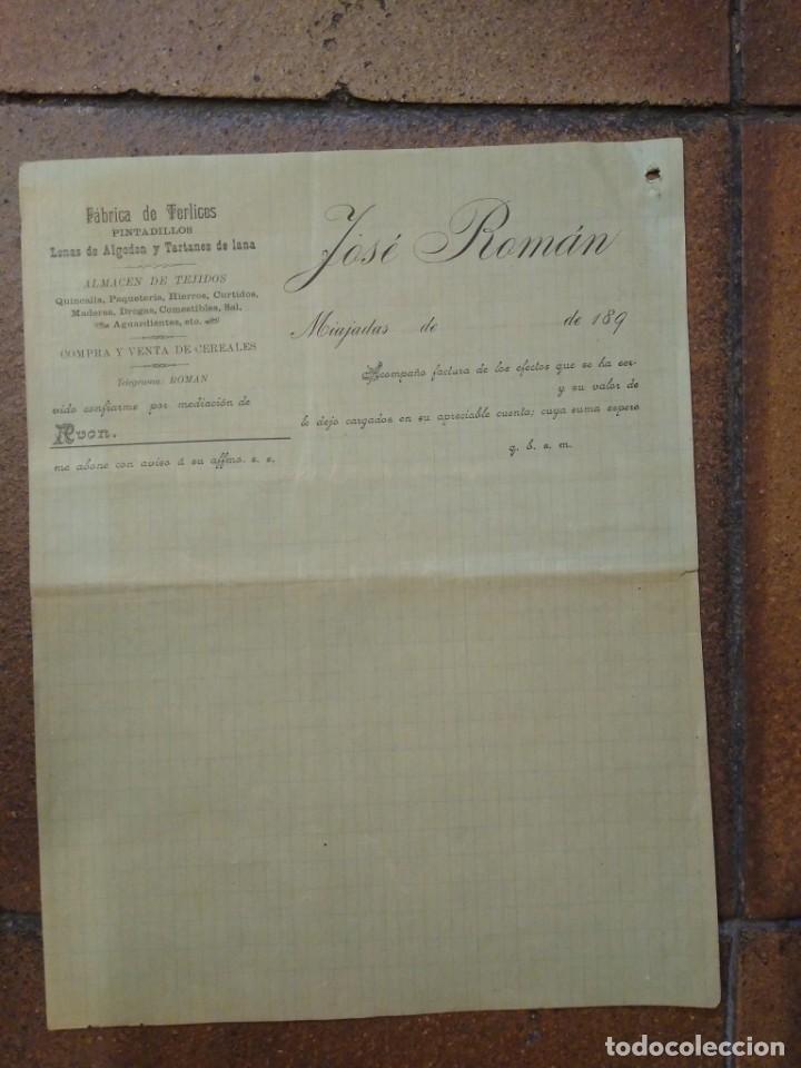 Gesch&auml;ftsbriefe: Fabrica de terluces, lo ibas de algod&oacute;n, tartanes, etc Jos&eacute; Rom&aacute;n Miajadas. C&aacute;ceres