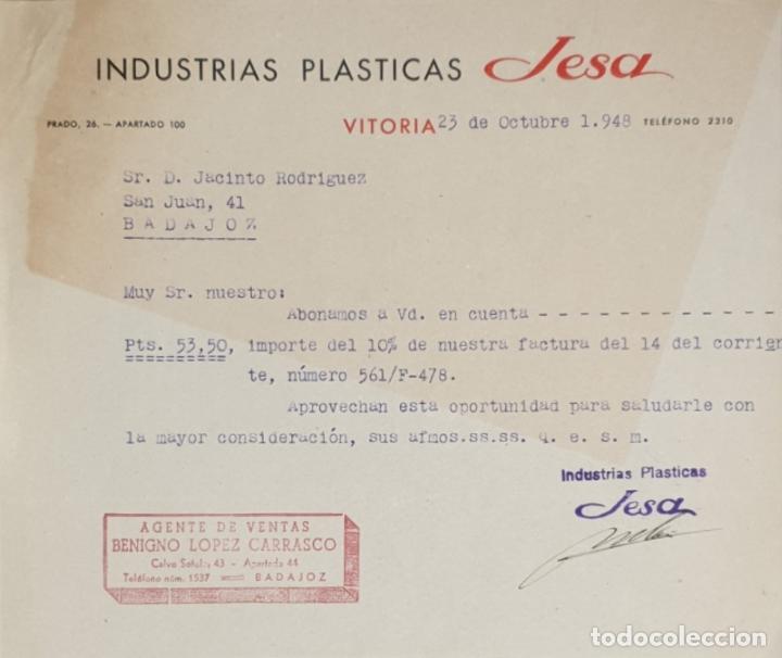 Gesch&auml;ftsbriefe: Carta comercial. Industrias Pl&aacute;sticas Jesa. Vitoria. Espa&ntilde;a 1948
