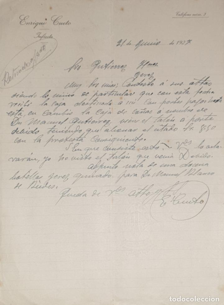 Commercial Letters: Carta comercial. Enrique Cueto. Infiesto 1927
