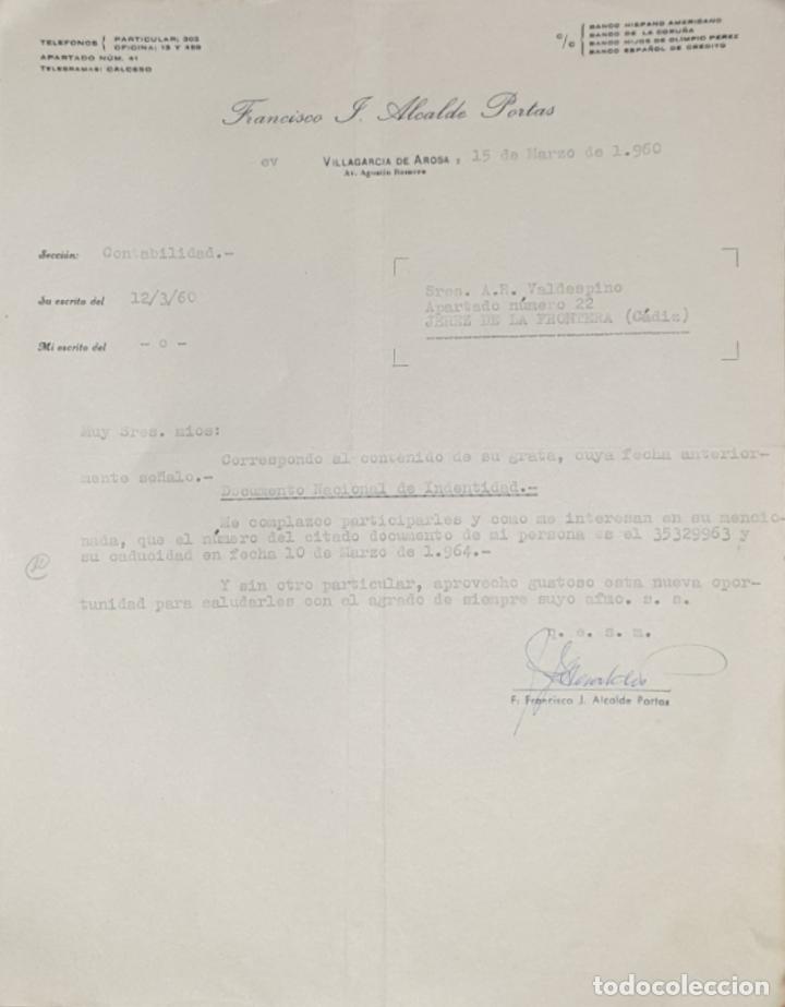 Commercial Letters: Carta comercial. Francisco J. Alcalde Portas. Villagarc&iacute;a de Arosa. Espa&ntilde;a 1960